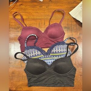 Victoria's Secret Bra Set - Burgundy, Black, Blue Pattern